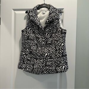 Liz Claiborne Black and White Zebra Print Vest
